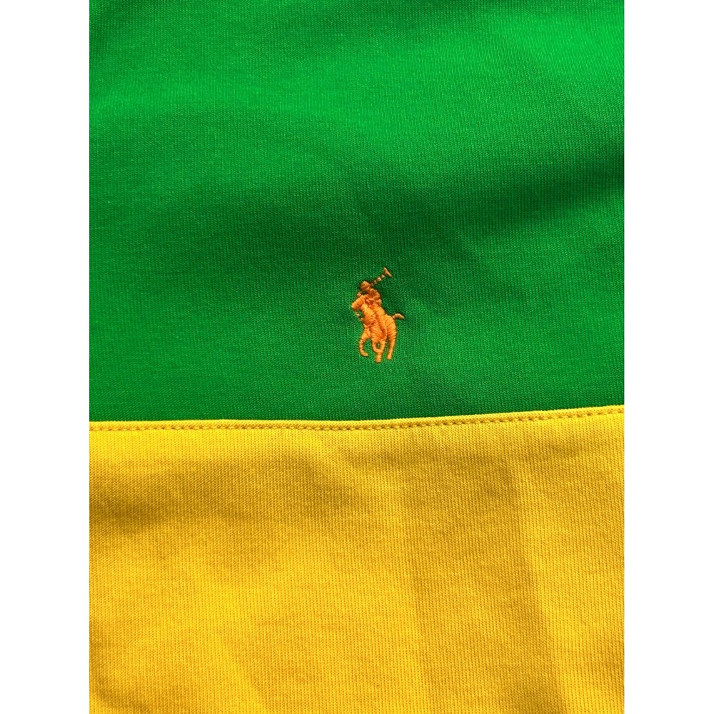 Polo Ralph Lauren Kids M 10-12 Colorblock Quarter Zip Sweatshirt Green Navy Blue - Picture 4 of 8